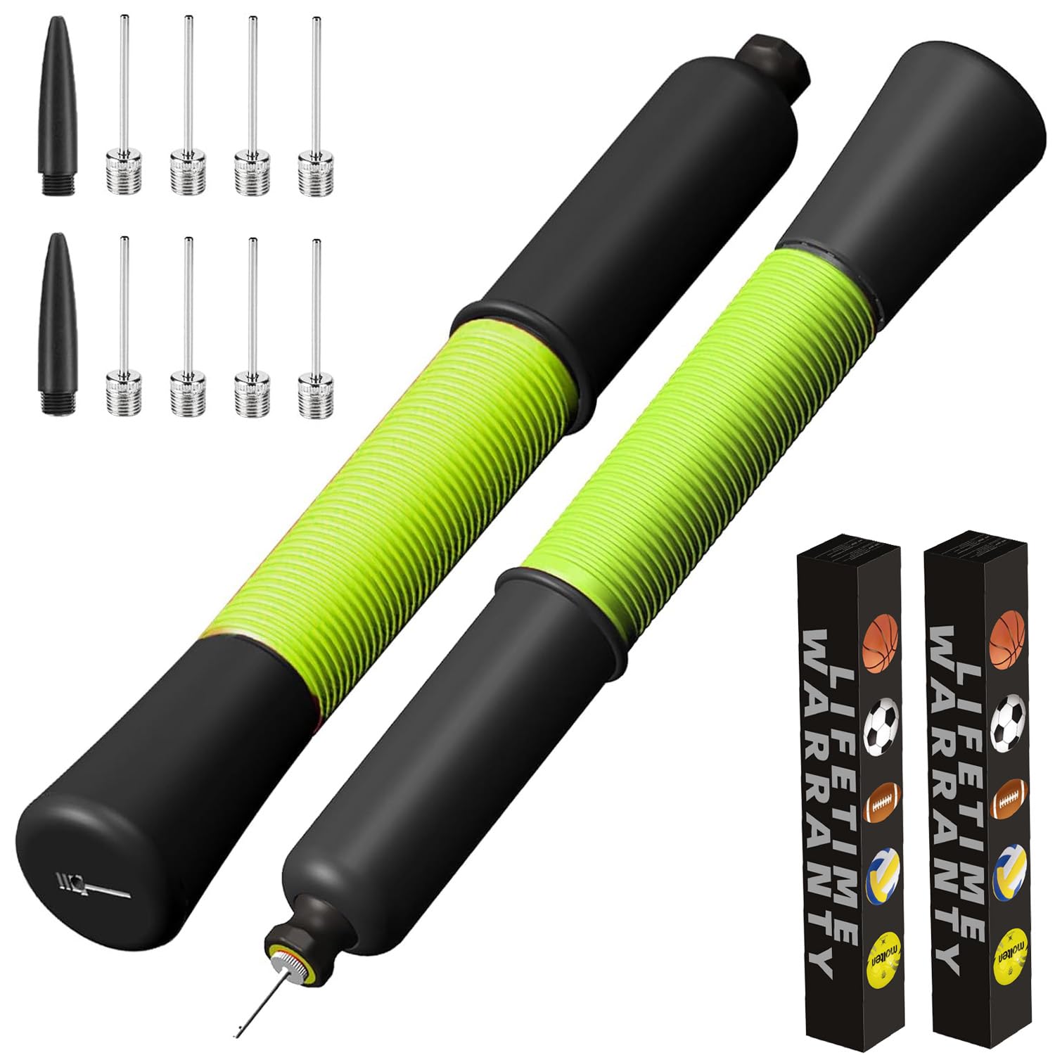 Ball Pump with Needle Storage(Never Lose Pin) Basketball Pump with 5 Needles and Extendable Cable, Soccer Football Pumps, Volleyball Pump Rugby Ball Inflator - Great for All Balls